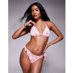 Pink - Women Bikinis River Island Floral Broderie Bikini Bottom Brief - Light Pink
