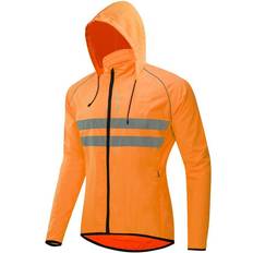 Wosawe Cycling Jacket Hooded Hi Vis Waterproof Windproof Bike Jersey Bicycle Wind Coat - Mens