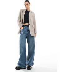 Dame - Syntetisk Blazere Stradivarius Oversized Enkeltradet Blazer - Gråbrun