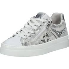 Genova Metallic Leather Lazer Cut Sparkle Trainers - Silver