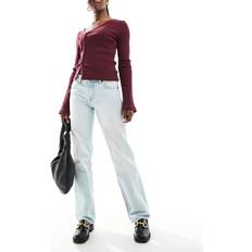 Multicoloured - Women Trousers & Shorts Stradivarius D03 Low Waisted Straight Leg Jeans - Light Blue Wash