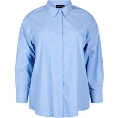Dam - Rundringad Skjortor Zizzi Skjorta vLaila L/S Shirt - Blå