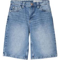 Låg midja - Unisex Shorts Bershka Baggy Jeansshorts I Lång Modell - Blå