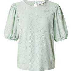 Dame - Slim Bluser Vila T-shirt Med Pufærmer I Broderie Anglaise - Mint