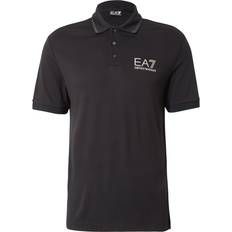 Gold Polo Shirts EA7 Polo Shirt Train Gold Label Polo Punto Roma - Black