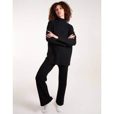 Blue Vanilla Ribbed High Neck Co-Ord Set - Black