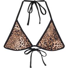 Multicoloured Bikini Tops Bershka Contrast Trim Triangle Bikini Top Co-Ord - Leopard Print