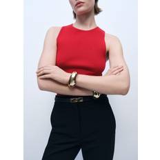 Mango Sleeveless Fitted Knitted Top - Rød