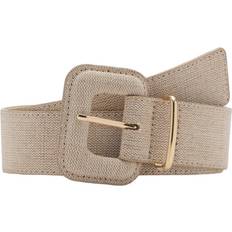 Beige Belts Mango Cotton Linen Blend Belt - Beige