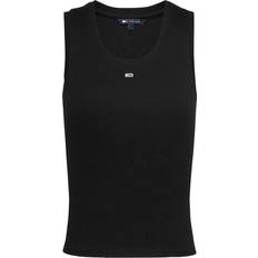 6XL Tank Tops Tommy Jeans Ribbed Logo Tank Top - Black