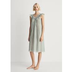 Mango Overdyed Lace Cotton Nightdress - Pastel Green