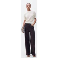 Mango Dame Sweatere Mango Peras Shortsleeved Openwork Knitted Sweaters - Light Beige