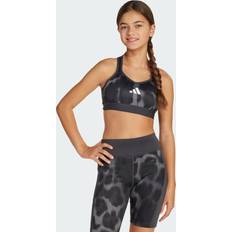 Polyester Toppe Børnetøj adidas Animal-Print Kids Sports-Bh - Grey Five/Carbon/Black