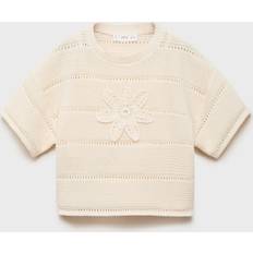 White Knitted Sweaters Children's Clothing Mango Sweater With Crochet Detail - Off White
