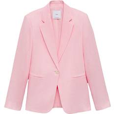Pink - Women Blazers Mango Linen Suit Jacket - Light Pink