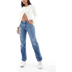 Breathable - Unisex Jeans Hollister High Rise Straight Leg Jean - Medium Dark-Blue