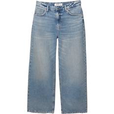 Pull&Bear Dame Jeans Pull&Bear Lyseblå Stumpede Jeans Med Mellemhøj Talje - Blue Denim