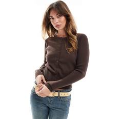 Brown Cardigans ASOS DESIGN Fitted Ribbed Cardigan - Chocolate