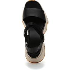 Sorel Kinetic Impact Y-Strap High Wedge Sandals - Black/Chalk