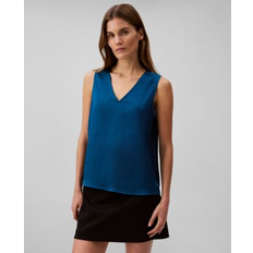 Calvin Klein Women Tank Tops Calvin Klein Women's Textured Plisse V-Neck Tank Top - Ink Blue