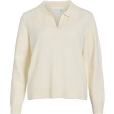 Polo Tröjor Vila Piké Stickad Tröja - Beige