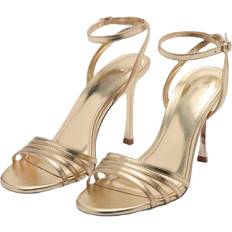 Gold - Women Heeled Sandals Mango Combined Strap Heeled Sandals - Gold