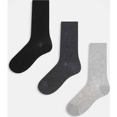 Cotton Rib Socks 3-pack - Light Grey/Dark Grey/Black