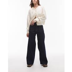 Mango Dam Byxor & Shorts Mango Mörkgrå Jeans Med Vida Ben Och Detaljfickor - Blå