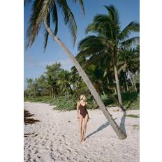 Brown - Women Swimwear Mango Ribbed Knit Straps Swimsuit - Chocolate