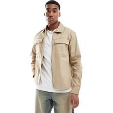 Beige Shirts River Island Long Sleeve Clean Zipper Shirt - Beige