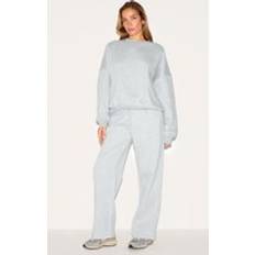 Grey - Women Suits PrettyLittleThing Oversized Sweatshirt Tracksuit Set - Ash Grey