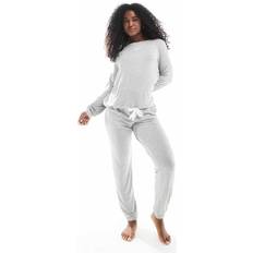 DKNY Fits The Vibe Long Sleeve Top & Jogger Sleep Set - Grey Heather