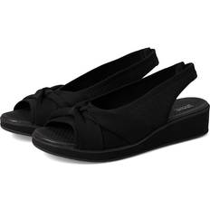 Fabric Heeled Sandals Bzees LifeStride Women's Bell Wedge Sandals - Black Knit