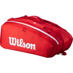 Wilson 2025 Super Tour Röd Tennisracket Väska Rymmer Upp Till 15 Racketar