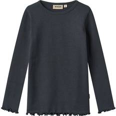 Wheat Grå Overdele Wheat Organic Ida Rib Bluse - Navy