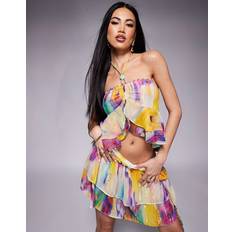 Purple - Women Tank Tops River Island Beaded Halterneck Top Co-Ord - Bright Purple