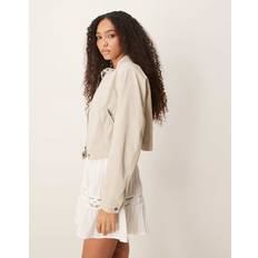 Gina Tricot Faux Suede Short Jacket - Light Beige/Brown