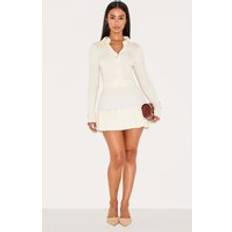 PrettyLittleThing Knitted Pleated Mini Skirt - White