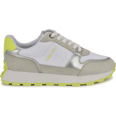 Nine West Women Sneakers Nine West Kalah Lace Up Sneakers - Light Grey/Neon Yellow