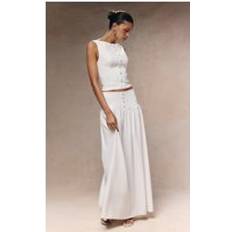 White - Women Skirts PrettyLittleThing Woven Pleated Midaxi Skirt - White