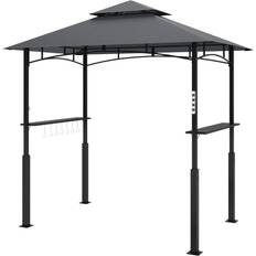 Northio Grillpaviljong Med LED 243 x 148 x 248 cm Vattentät Flamskyddad Trädgårdspaviljong Med Dubbeltak