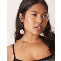 Oversized Pearl Flower Drop Earrings - Gold
