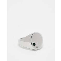 Smycken ASOS DESIGN Silverfärgad Ring I Rostfritt Stål Med Smyckesstenar
