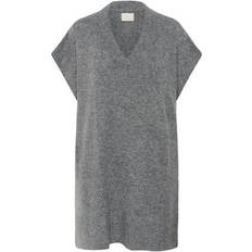 Grå Ponchos & Kapper Kaffe Kaannetta Knit Poncho Strik - Dark Grey Melange
