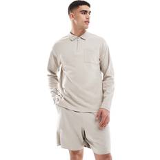New Look Kraftig Poloskjorte Med Lange Ærmer - Beige