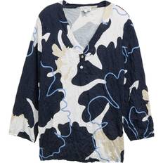 Tom Tailor Dame Bluser Tom Tailor Bluse - Beige/Marin/Royalblå/Hvid