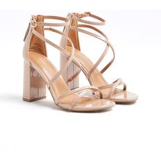 Pink Heeled Sandals River Island Patent Strappy Heeled Sandals - Pink