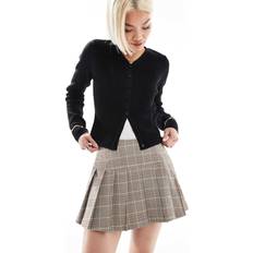 Brown - Women Skirts Stradivarius Check Box Pleat Mini Skort - Beige