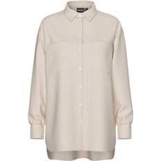 Bluser Pieces Melia Skjorte - Mørkebeige/Hvid