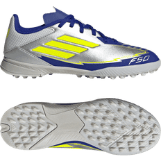adidas F50 Messi League Turf Fotbollsskor - Silver Metallic/Solar Yellow/Lucid Blue